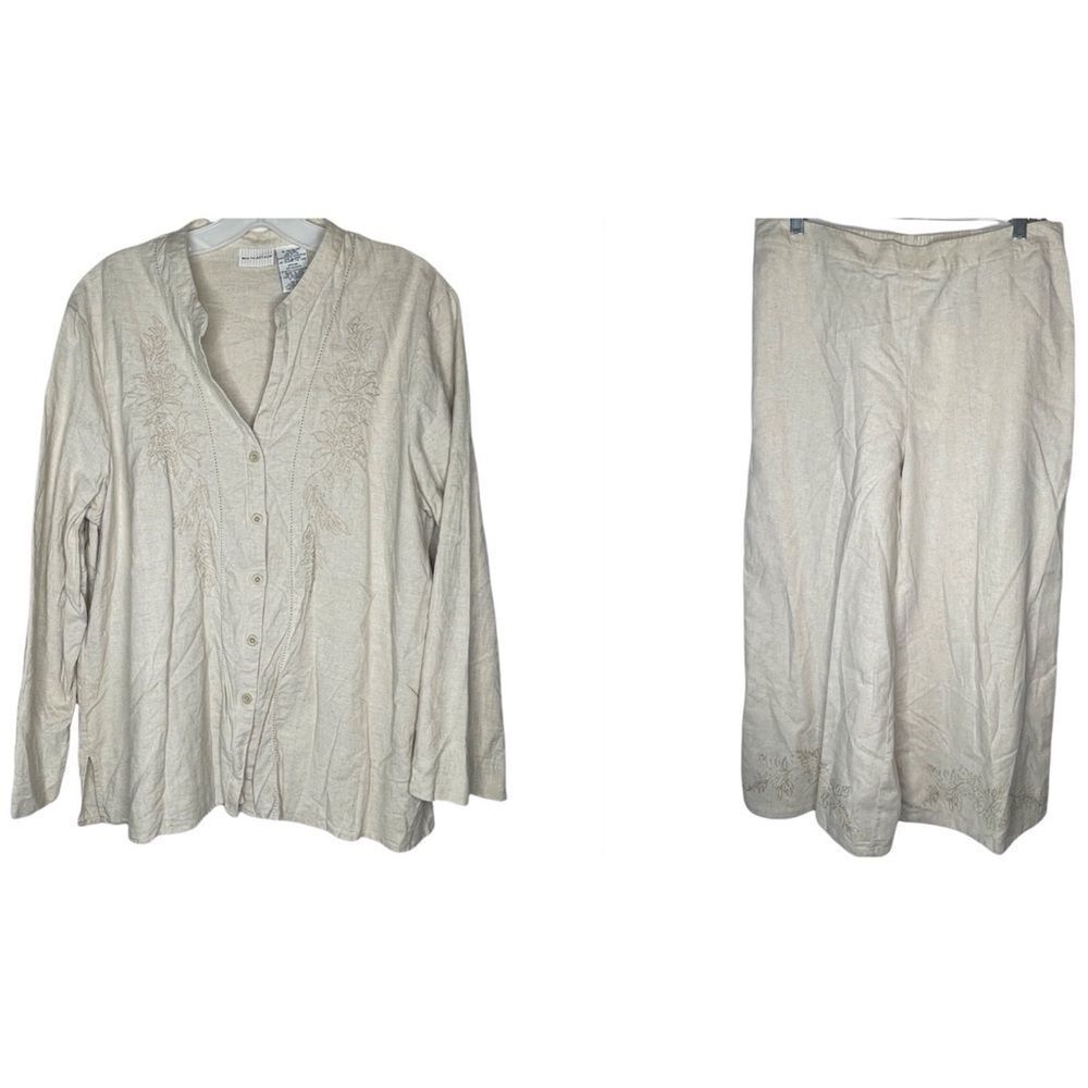 Vintage White Stag Linen‎ Blend Pantsuit